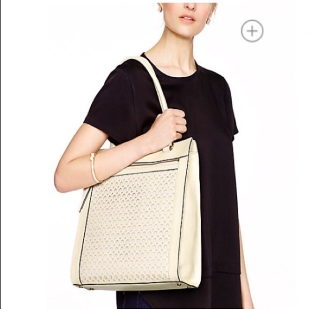 New Kate Spade White Lynne Perri Lane Leather Tote Bag - Picture 3 of 12